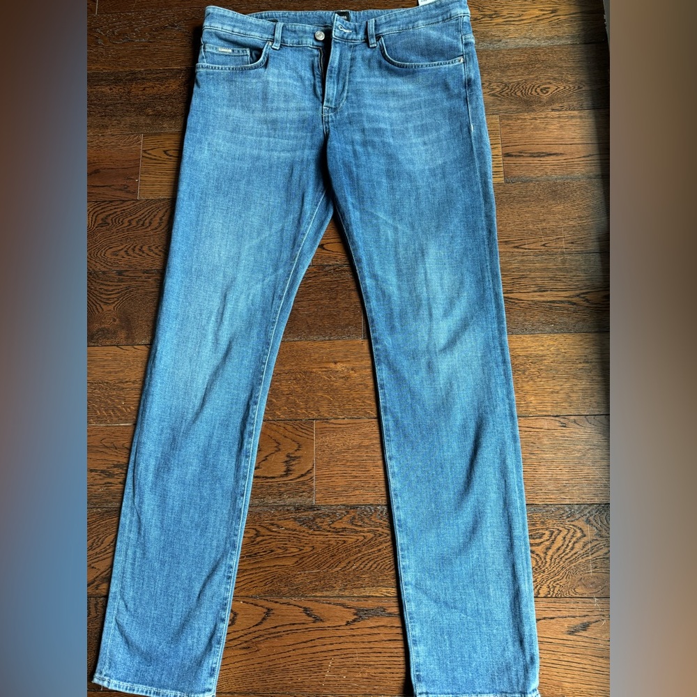 Hugo Boss Slim-Fit Jeans In Blue Italian Cashmere-Touch Denim